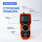 Мультиметр цифровой профессиональный до 1000В, ток до 20А VERDO MH6104 ...