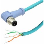 ICD25T2NTL3M, Cable Assembly Circular 3m 24AWG M12 Circular 4 Right Angle