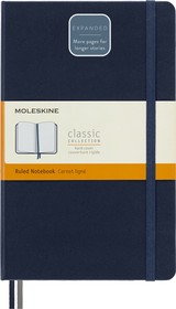 Фото 1/5 Блокнот Moleskine CLASSIC EXPENDED QP060EXPB20 Large 130х210мм 400стр. линейка твердая обложка синий сапфир