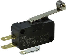 D433-R1RD-G2, MICROSWITCH, LEVER, SPDT, 6A, 250VAC