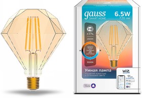 Фото 1/10 Gauss Лампа Smart Home Filament Diamond 6,5W 720lm 2000-5500К E27 изм.цвет.темпр.+дим. LED