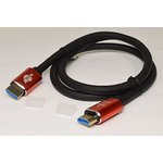 Шнур штекер HDMI-штекер HDMI, 1,0м, Au/пластик, черный/красный, AT5940