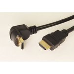 Шнур штекер HDMI-штекер HDMI угловой, 1м, Ni/пластик, черный, 17-6203-4