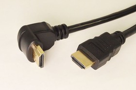 Фото 1/2 Шнур штекер HDMI-штекер HDMI угловой, 1м, Ni/пластик, черный, 17-6203-4
