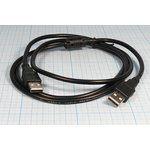 Шнур штекер USB A-штекер USB B, 1,5м, черный/пластик, черный, AT5474, Atco
