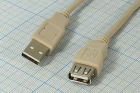 Шнур штекер USB A-гнездо USB A, 1,8м, CHINA