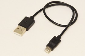Фото 1/3 Шнур штекер USB A-штекер 8pin[AppleiPhone4], 0,3м, черный, P16