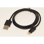 Шнур штекер USB A-штекер 8pin[AppleiPhone4], 1,0м, черный, P7BL