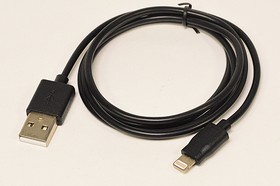 Фото 1/3 Шнур штекер USB A-штекер 8pin[AppleiPhone4], 1,0м, черный, P7BL