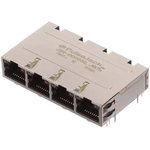 J1N-0005NL, Modular Connectors / Ethernet Connectors 1X4 TAB UP W/LED'S ETHERNET ...