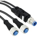 1-2273107-4, Sensor Cables / Actuator Cables 4pos PVC 1.5mM12 Y Con Male to 2xM12 FA