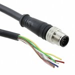 1200650964, Cordset, Black, Straight, 2m, M12 Plug - Pigtail, Conductors - 8