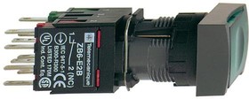 XB6DW3B5B, Переключатель: кнопочный; Фикс.пол: 1; NC + NO; 16мм; зеленый; LED