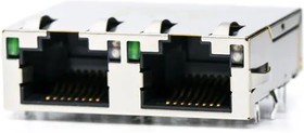 JGL0004NL, Modular Connectors / Ethernet Connectors 1x2 Tab-Up W/LED'S ETHERNET (NON PoE)