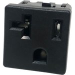 IEC-D-2, Conn Outlet F 3 POS Faston ST Panel Mount 3 Terminal 1 Port Tray