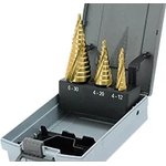 Набор ступенчатых сверл HSS-XE с покрытием TiN, 3 шт 21.3007