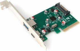 Фото 1/10 Контроллер USB Gembird SPCR-02, в PCI, порты: 2 внешн. USB 3.0 Type-C