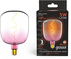Фото 1/9 Gauss Лампа Filament V140 5W 200lm 1800К Е27 pink-clear flexible LED