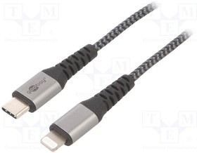 49270, Кабель; USB 2.0; вилка Apple Lightning,вилка USB C; 0,5м; черный