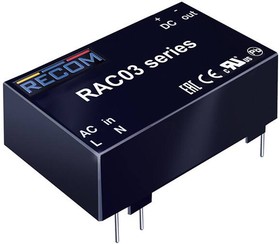 RAC03-09SC, Модуль питания переменного/постоянного тока, 3W 9V/333mA