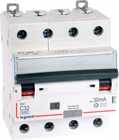 Фото 1/4 Legrand DX3 Дифференциальный автоматический выключатель 4P 32А (С) 30MA-AC