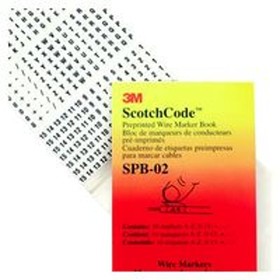 Фото 1/2 SPB-03, ScotchCode SPB-03 Wire Marker Book 1-45 Legend 0.22 in. W x 1.37 in. L Vinyl Cloth
