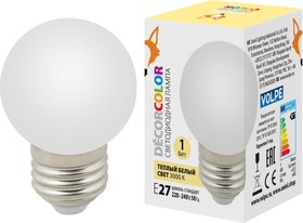 Фото 1/2 LED-G45-1W 3000K E27 FR С Лампа декоративная светодиодная Форма шар UL-00006560