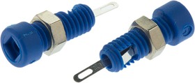 Blue Female Banana Socket, 2mm Connector, Solder Termination, 6A, 60V dc, Nickel, Tin