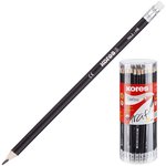 Трехгранные чернографитные карандаши HB с ластиком 72шт, туба, 246166