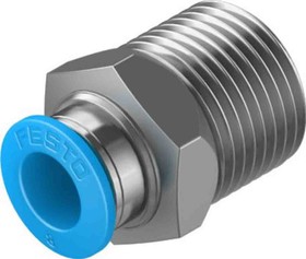 QS-3/8-8-50, Straight Threaded Adaptor, G 3/8 Male to Push In 8 mm, Threaded-to-Tube Connection Style, 130681