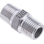 Stainless Steel Pipe Fitting Hexagon Hexagon Nipple, Male R 1/4in x Male R 1/4in