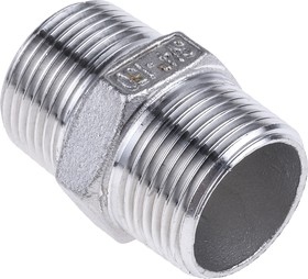 Фото 1/4 Stainless Steel Pipe Fitting Hexagon Hexagon Nipple, Male R 3/4in x Male R 3/4in