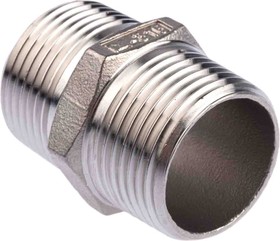 Фото 1/4 Stainless Steel Pipe Fitting Hexagon Hexagon Nipple, Male R 1in x Male R 1in