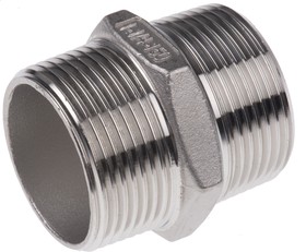 Фото 1/4 Stainless Steel Pipe Fitting Hexagon Hexagon Nipple, Male R 1-1/4in x Male R 1-1/4in