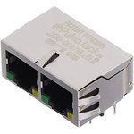 JX80-0037NL, Modular Connectors / Ethernet Connectors 1X2 TAB DOWN W/LED'S ...