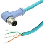 ICD25T2NTL10M, Cable Assembly Circular 10m 24AWG M12 Circular 4 Right Angle