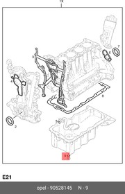 90528145, Прокладка пробки поддона картера \ Chevrolet Aveo II 1,4 DOHC/Cruze 1,6/1,8 (DAEWOO)