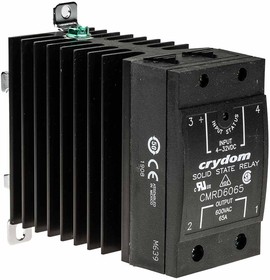 Фото 1/4 CMRD6065, Sensata Crydom Solid State Relay, 65 A Load, DIN Rail Mount, 660 V Load, 32 V Control