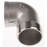 Stainless Steel Pipe Fitting, 90° Circular Elbow, Female R 1-1/2in x Male R 1-1/2in