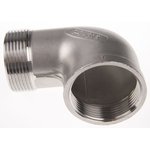 Stainless Steel Pipe Fitting, 90° Circular Elbow, Female R 1-1/2in x Male R 1-1/2in