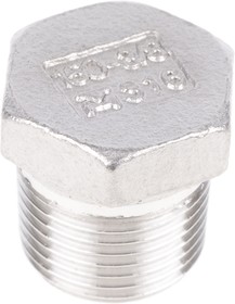 Фото 1/3 Stainless Steel Pipe Fitting Hexagon Plug, Male R 3/8in