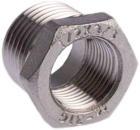 Фото 1/4 Stainless Steel Pipe Fitting Hexagon Bush, Male R 1/2in x Female G 3/8in
