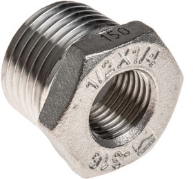 Фото 1/4 Stainless Steel Pipe Fitting Hexagon Bush, Male R 1/2in x Female G 1/4in
