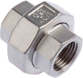 Фото 1/6 Stainless Steel Pipe Fitting, Straight Octagon Union, Female G 1/2in x Female G 1/2in