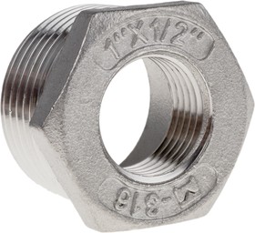 Фото 1/4 Stainless Steel Pipe Fitting Hexagon Bush, Male R 1in x Female G 1/2in