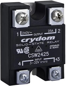 Фото 1/2 CSW2425P, Solid State Relays - Industrial Mount PM IP00 SSR 280Vac /25A,3-32Vdc,ZC