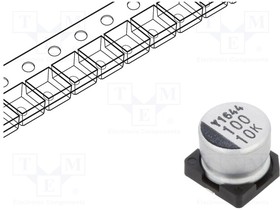 CK1A107M6L005VR, Конденсатор: электролитический; SMD; 100мкФ; 10ВDC; O6,3x5,3мм