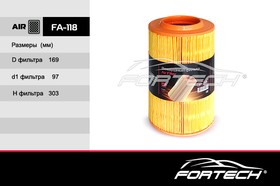 Фото 1/2 FA-118, Фильтр воздушный Fiat Ducato 06-; Citroen Jumper 06-; Peugeot Boxer 06- Fortech