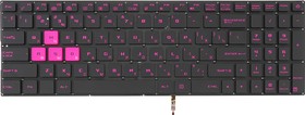 Фото 1/5 Клавиатура для ноутбука Asus ROG GL502VM черная без рамки с подсветкой и розовыми кнопками