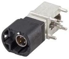 D4S20G-400A5-A, RF Connectors / Coaxial Connectors Right Angle Plug PCB w/Housing T&R Black